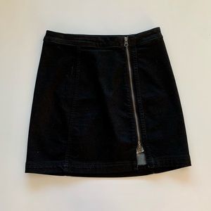 Black denim mini skirt